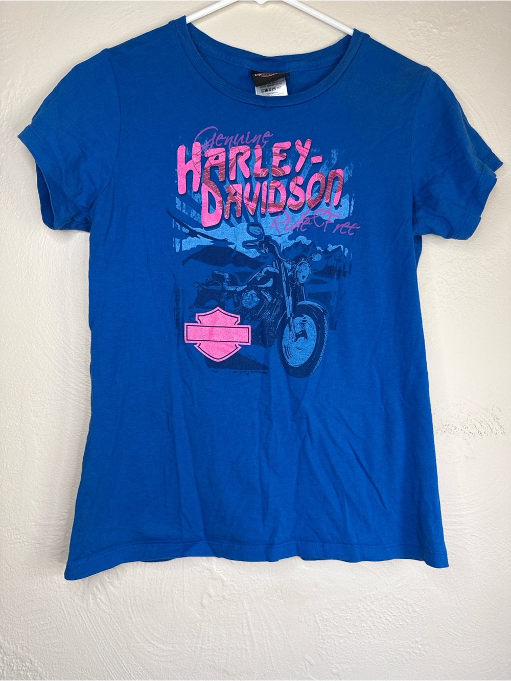 Harley-Davidson Twin Cities Graphic Tee Blue Pink Size M